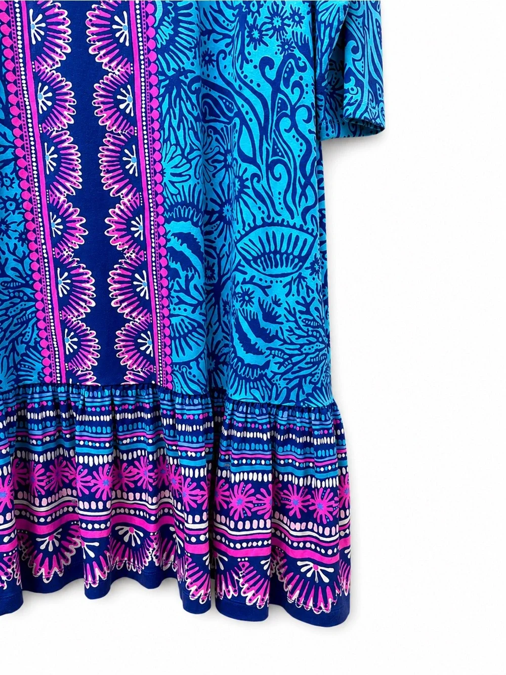 Lilly Pulitzer Blue & Pink Printed Shift Dress Size M – 3/4 Sleeve - Picture 5 of 6